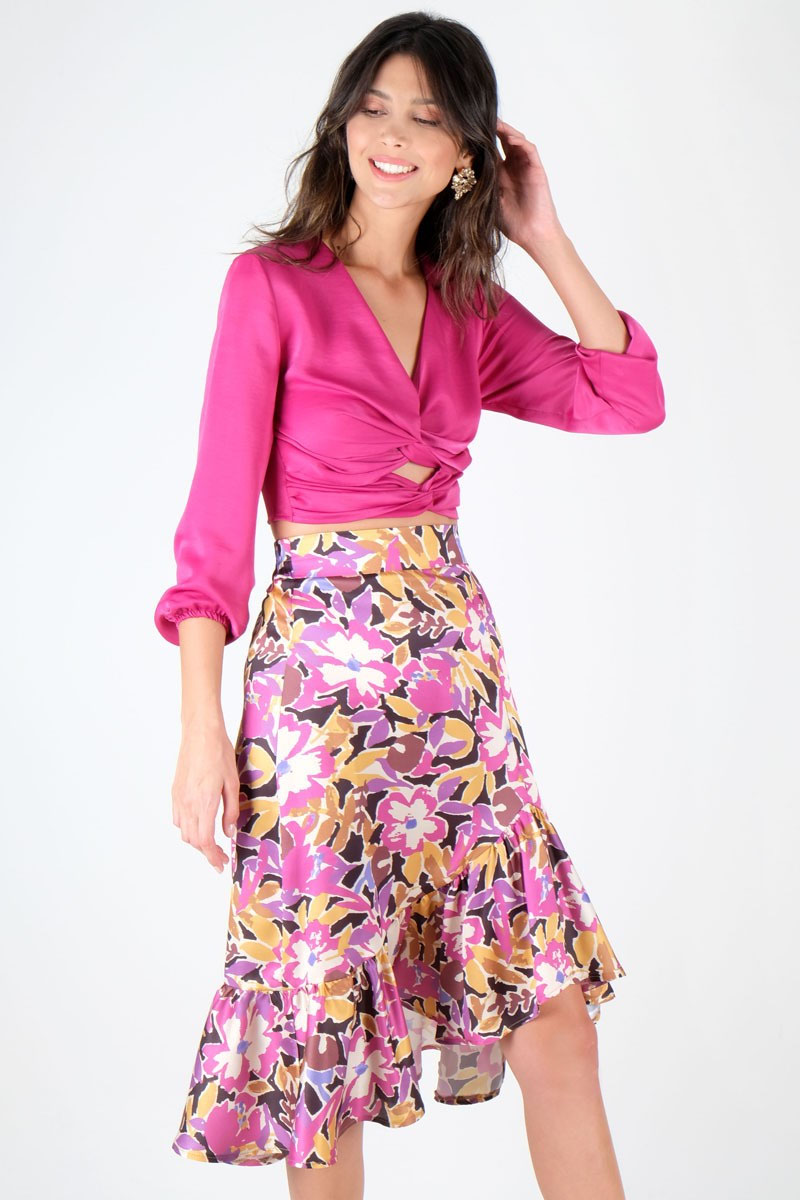 a-16.jpg Lena Fırfırlı Asimetrik Etek Fuşya - Görsel 1