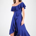 Harden Volanlı Uzun Abiye Elbise