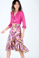 Lena Fırfırlı Asimetrik Etek Fuşya - Görsel 3