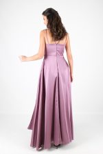 Fedelia Drapeli Halka Askılı Uzun Saten Abiye - Görsel 2