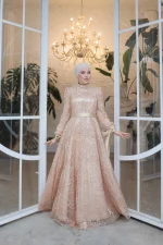 Boncuk İşlemeli Kolu Bağlamalı Abiye