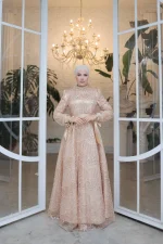 Boncuk İşlemeli Kolu Bağlamalı Abiye - Görsel 4