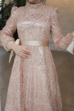 Boncuk İşlemeli Kolu Bağlamalı Abiye - Görsel 3